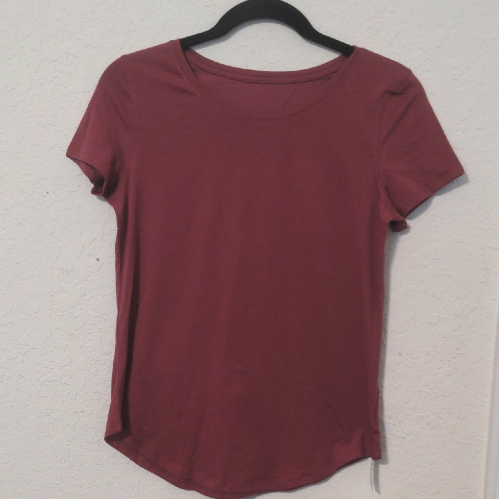 CRZ YOGA Women's Dark Rose Pink Shirt Sleeve Sports T-shirt. Size XXS NWT